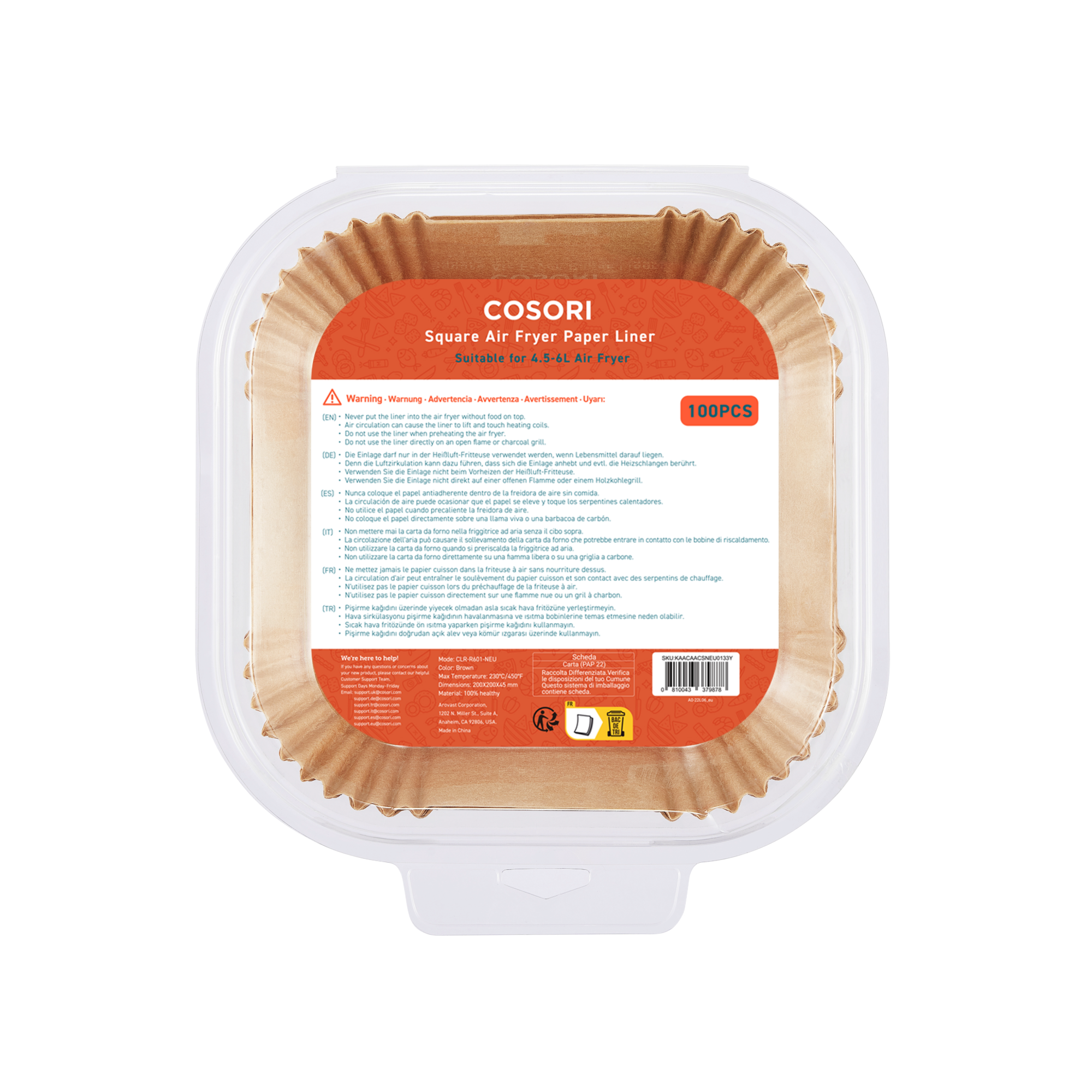 Cosori 100x Square Air Fryer Paper Liner